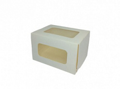 Коробка для зефира или рулета с двумя окнами белая CAKE ROLL, 16*12*10 см